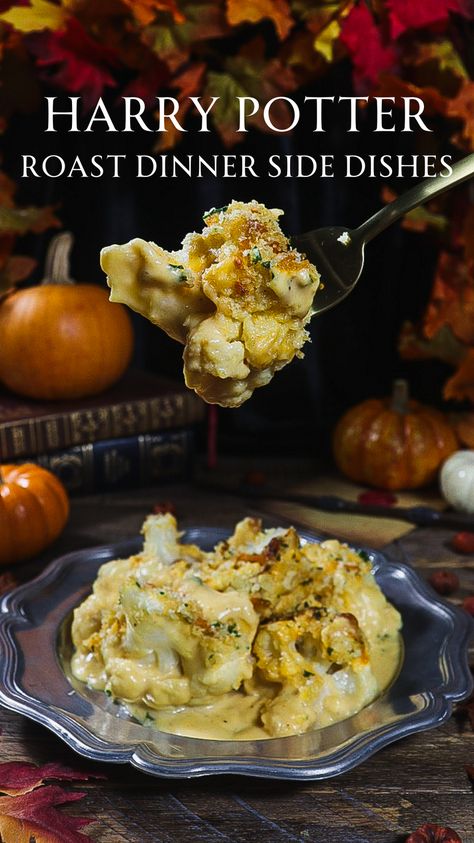 Harry Potter Halloween Recipes, Fall Movie Themed Dinner, Hogwarts Food Dinners, Harry Potter Side Dishes, Harry Potter Breakfast Food Ideas, Harry Potter Thanksgiving Food, Harry Potter Christmas Recipes, Hogwarts Feast Food, Harry Potter Potluck Ideas