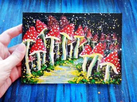 Large selection of paintings landscape painting, flower painting, floral painting Mushrooms Painting, Sunlight Painting, Mushroom Artwork, Red Mushrooms, Paintings Landscape, Amanita Muscaria, Red Mushroom, Painting Floral, Painting Flower