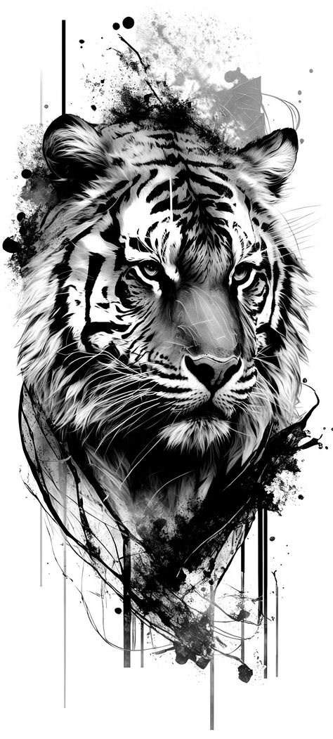 Smokey Tiger Tattoo, Dark Tiger Tattoo, Tiger Tattoo Ideas For Men, Realistic Tiger Tattoo Design, Lion Tiger Tattoo, Tiger Tattoo Realistic, Angry Tiger Tattoo, Tiger Shoulder Tattoo, Roaring Tiger Tattoo