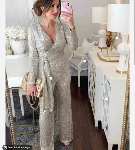 Jumpsuit Soiree, Sequin Dress Gold, Soiree Outfit, Combination Fashion, Soiree Dress, Stylish Jumpsuit, Zippers Fashion, Sequin Jumpsuit, Sequin Outfit