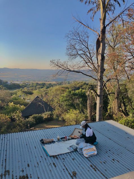 Roof Picnic, Rooftop Picnic, Rooftop Aesthetic, Rooftop Photoshoot, Dream Date, Person Sitting, Ghost Busters, Environmental Design, Couples Photoshoot