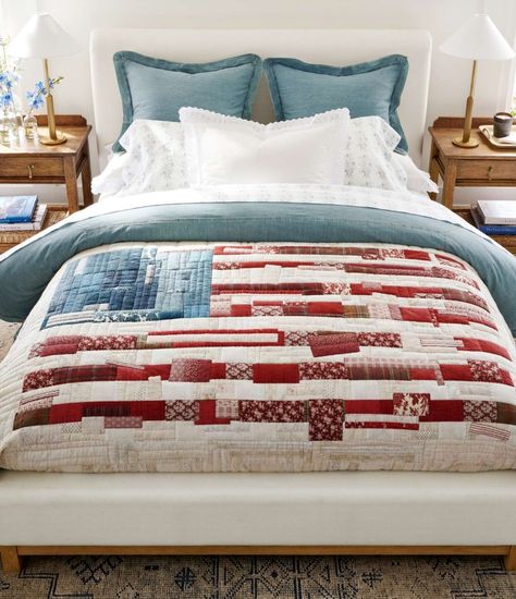 Shop Americana Flag Reversible Quilt, King/Cal. King, Soft Washed Denim Duvet Cover, King/Cal. King, Denim, Eyelet Organic Percale Sham, Standard, White, Micha Floral Sheet Set, King, Soft Washed Denim Sham, Euro, Denim, Chambers Ribbed Table Lamp, Vintage Brass, Small and more Red White And Blue Bedroom, Pottery Barn Madras Quilt, Quilted American Flag, Patriotic Bedroom, Texas Flag Quilt, Ralph Lauren American Flag Pillow, American Flag Quilt, New Americana, American Flag Quilt Zazzle