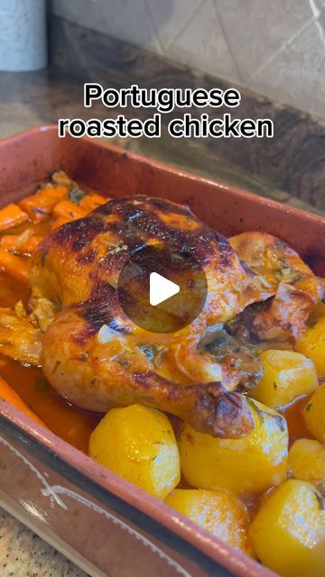 Portuguese Roasted Chicken, Portuguese Chicken And Potatoes, Portuguese Cuisine Recipes, Portuguese Chicken, Portuguese Meals, Portuguese Pot Roast Recipe, Portuguese Food, Portuguese Chicken Recipes, Oven Roasted Chicken Breast