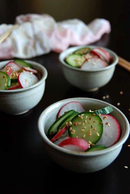 Asian Cucumber and Radish Salad with Wasabi Cucumber And Radish Salad, Creamed Cucumber Salad, Salad With Cucumber, Creamed Cucumbers, Radish Recipes, Radish Salad, Fermentation Recipes, Simple Salad, Asian Salad