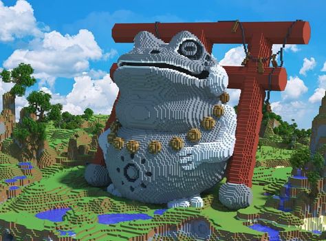 Fu Dog Statue, Frog Minecraft, Statue Minecraft, Minecraft Statues, Wood Forest, 3d Pixel, Frog Statues, Fu Dog, Stone Statue