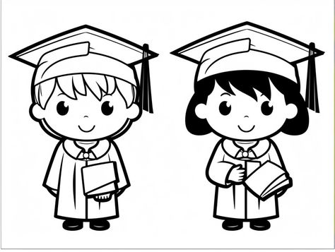 illustration of Cute kindergarten diploma coloring Graduation Coloring Pages, Graduate Ideas, Degree Cap, Graduation Drawing, Kindergarten Diploma, Graduation Hats, Graduation Images, Kids Graduation, School Coloring Pages