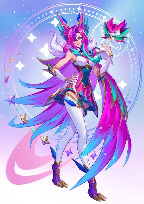 Star Guardian Xayah And Rakan, Star Guardian Xayah, Xayah And Rakan, Star Guardian, League Of Legends Characters, Splash Art, Keys Art, Lol League Of Legends, Anime Hair