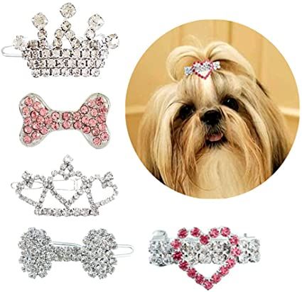 Amazon.com : DaFuEn 5pcs Crown Dog Accessories for Small Dogs Crystal Rhinestone Girls Puppies Barrette Grooming Hair Accessories Dog Tiara Dog Bows Grooming Pet Grooming Products (Set of 5) : Pet Supplies Pet Grooming Products, Very Small Dogs, Puppy Accessories, Dog Hair Bows, Shih Tzu Dog, Pet Bows, Bow Accessories, Dog Charms, Dog Bows