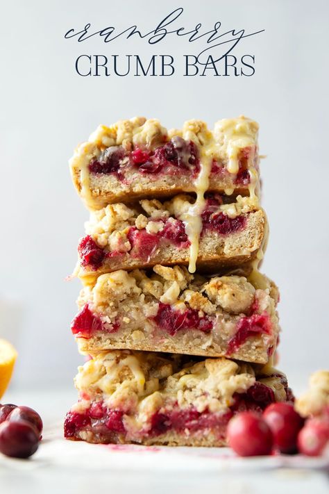 Three layers of a soft oatmeal crust, tangy orange cranberry filling, and lots of buttery streusel make up these cranberry crumb bars that are perfect for any holiday occasion! Cranberry Crumble Bars, Raspberry Oatmeal Bars, Cranberry Crumble, Strawberry Oatmeal Bars, Raspberry Oatmeal, Cranberry Bars, Cranberry Dessert, Cranberry Cinnamon, Thanksgiving Sweet Treats