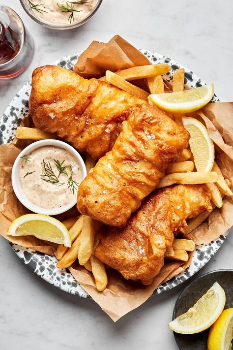 Our light and crispy beer battered fish recipe is twenty thousand leagues above any of the frozen varieties, and will take your fish fry to the next level. Beer Battered Fish Recipes, Easy Thanksgiving Dinner, Fish Batter Recipe, Fish N Chips Recipe, Cod Fish Recipes, Fried Cod, Beer Battered Fish, Beer Battered, Easy Chicken Thigh Recipes