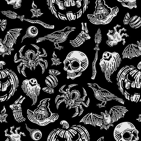 Seamless pattern of halloween in dark ba... | Premium Vector #Freepik #vector #pattern #halloween #wallpaper #skull Dark Pattern Design, Skull Seamless Pattern, Halloween Seamless Pattern, Halloween Patterns Wallpaper, Dark Pattern Wallpaper, Background Tiles, Punk Pattern, Mural Pattern, Spooky Pattern