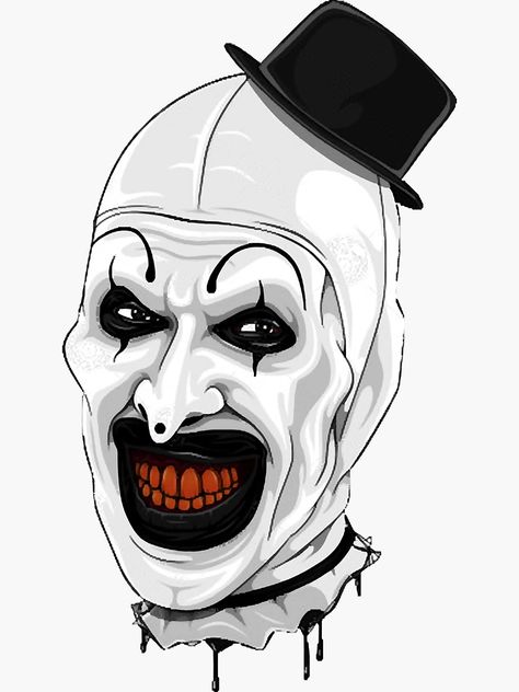 "Art the clown " Sticker for Sale by TammyWrig14399 | Redbubble Clown Sticker, Horror Movie Tattoos, Creative Pumpkin Painting, Sketch Box, Art The Clown, Scary Drawings, Clown Tattoo, Movie Tattoos, Creepy Drawings