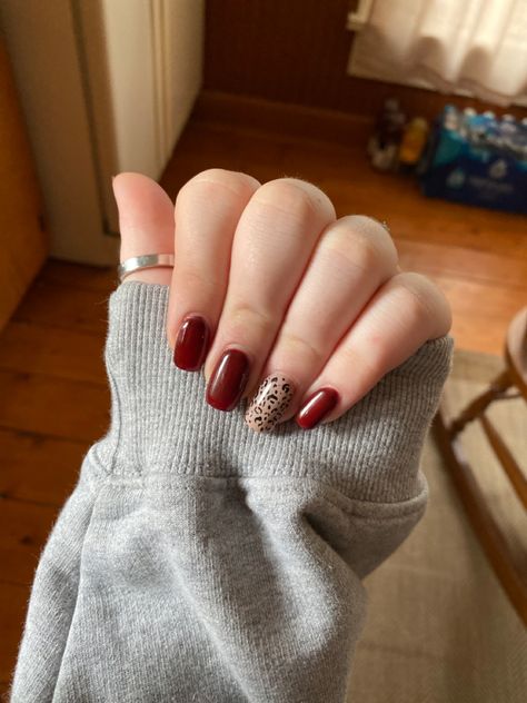 Burgundy Leopard Nails, Fall Leopard Nails, Maroon Nail, Maroon Nails, Leopard Nails, Leopard Print, Nail Art, Nails, Nail Arts