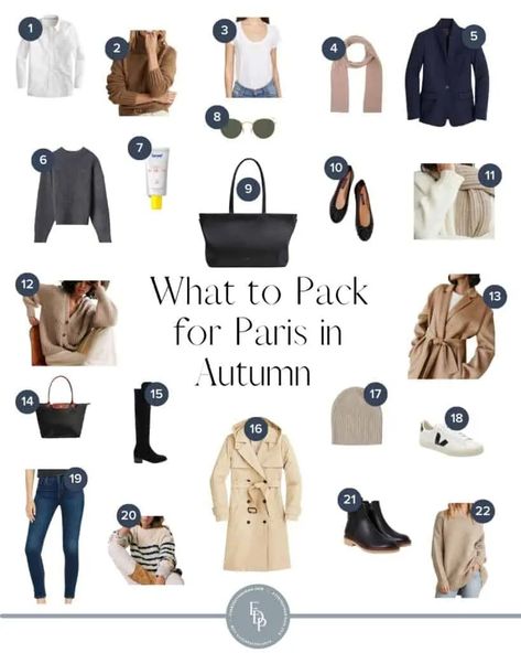 What to Wear in Paris in the Autumn Paris In Autumn Outfits, London In October Outfits, What To Wear In Paris In October, Paris In October Outfits, Packing Capsule, Paris Fall Outfits, Paris Travel Wardrobe, Paris Trip Outfits, What To Pack For Paris