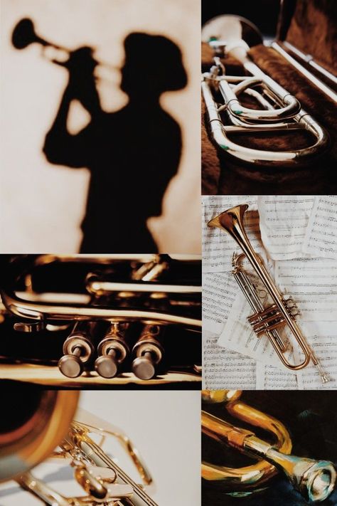 Trumpet Jazz Trumpet Aesthetic, Trumpet Aesthetic Wallpaper, Brass Instruments Aesthetic, Marching Band Aesthetic Trumpet, Aesthetic Trumpet, Classical Musician Aesthetic, Musical Instruments Aesthetic, Trumpet Aesthetic, Trumpet Wallpaper