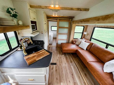 10 Ways to Makeover Your RV Ceiling | RV Inspiration Camper Door Makeover, Horizontal Beadboard, Rv Fireplace, Remodeling Camper, Trailer Bedroom, Door Makeover Ideas, Rv Kitchen Remodel, Rv Renovation Ideas, Rv Living Room