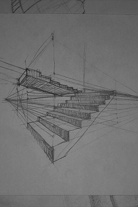 Staircase Drawing, How To Draw Stairs, Ap Drawing, Perspective Sketch, Drawing Exercises, Perspective Art, Perspective Drawing, Drawing Practice, Design Case