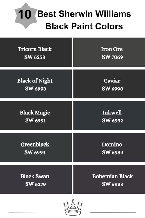 Best Sherwin Williams Black Paint, Black And White Paint Colors, Sherwin Williams Black Paint Colors, Best Black Paint Color, Caviar Sherwin Williams, Colors Trend 2023, Sherwin Williams Black, Black Paint Colors, Black Color Images