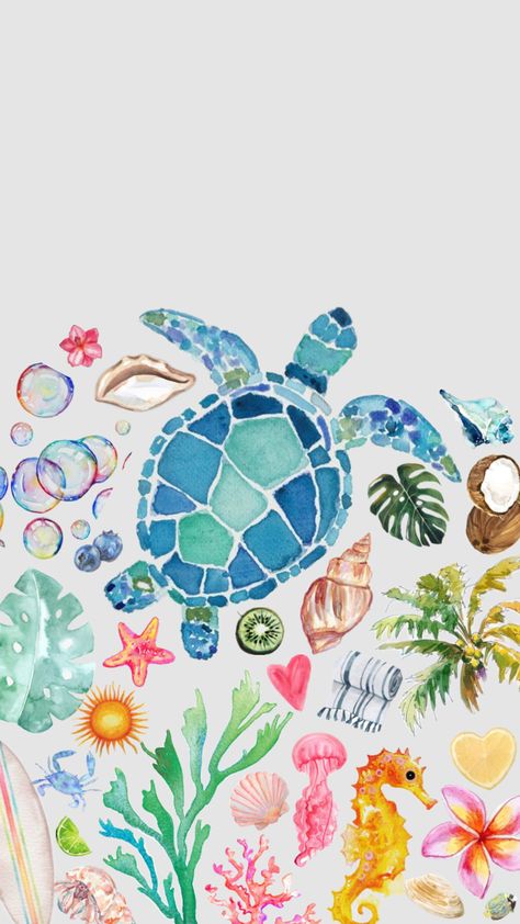 #miprimershuffle #myfirstshuffle Cute Sea Animals Wallpaper, Beach Turtle Wallpaper, Shuffles Aesthetic Wallpaper, Asthetic Picture Wallpaper Beach Vibes, Turtle Lockscreen, Turtle Aesthetic Wallpaper, Phone Backgrounds Beach, Beachy Lockscreen, Summer Aesthetic Wallpaper Collage