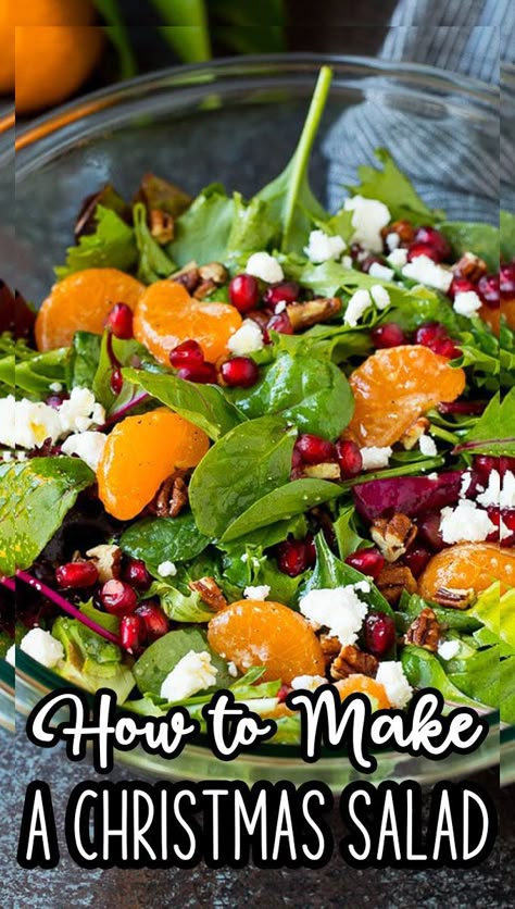 Green Veggie Side Dishes, Sides For Christmas Dinner, Sides For Christmas, Christmas Salad Recipes, Christmas Salad, Salads For A Crowd, Christmas Salads, Pomegranate Salad, Green Salad Recipes