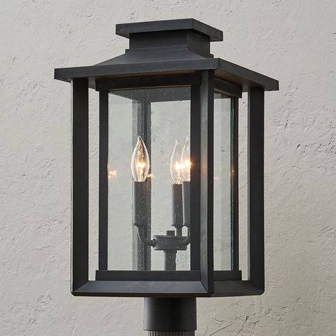 Transitional Outdoor & Exterior Lighting - Shades of Light Outdoor Post Lighting Ideas, Gate Lights, Exterior Lights, Outdoor Post Light, Farmhouse Lamps, Outdoor Lamp Posts, Elegant Candle, Exterior Light Fixtures, Post Lanterns