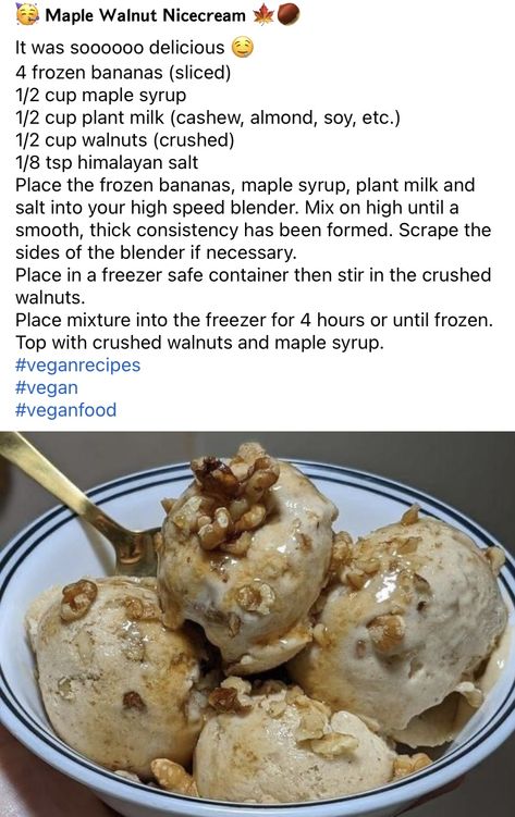 Vegan Junk Food, Maple Walnut, Healthy Sweets Recipes, Raw Vegan Recipes, Nice Cream, Vegan Dessert Recipes, E 40, Vegan Sweets, Vegan Foods