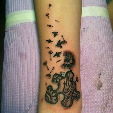 46 Puzzle Piece Tattoos With Connecting Pieces And Meanings - Tattoos Win Wildflowers Tattoos, Puzzle Piece Tattoos, Unique Quote Tattoos, Puzzle Tattoo, Feather Tattoo Black, Dandelion Tattoos, Puzzle Piece Tattoo, Puzzle Tattoos, Floral Tattoo Shoulder