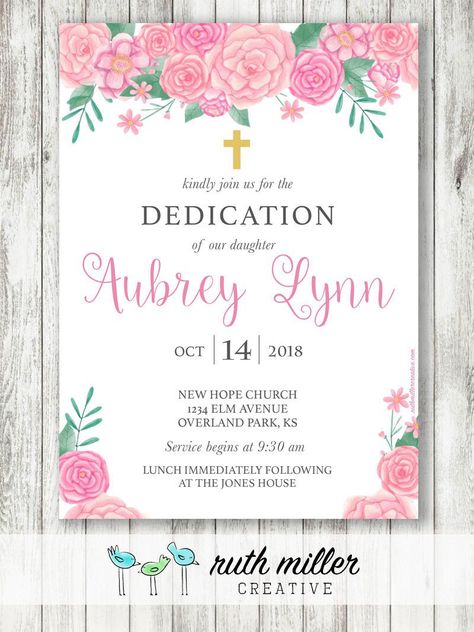 Excited to share this item from my #etsy shop: Pink Rose Dedication/Baptism Invitation, Printable, Digital File Dedication Party Ideas, Christening And Birthday Invitation, Birthday And Baptismal Invitation, Baby Dedication Party, Child Dedication Invitation Card Design, Baby Dedication Invitation, Dedication Ideas, Baptismal Invitation Template Blank, Dedication Invitations