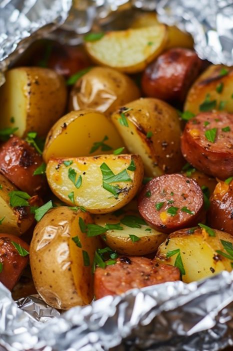 Sausage & Potato Foil Packet - Delicious Dinner