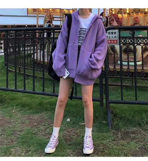 Fashion Purple, Solid Hoodie, Aesthetic Purple, Hoodie Aesthetic, Purple Hoodie, Purple Outfits, Ulzzang Fashion, Purple Aesthetic, Purple Fashion