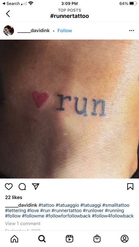 13 1 Running Tattoo, Runner Tattoo, Running Tattoo, Phrase Tattoos, Jesus Fish Tattoo, Small Tattoos, I Tattoo, Tattoo Quotes, Tatting