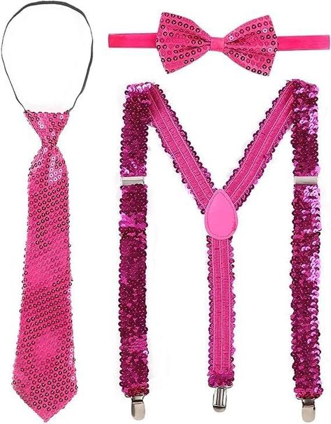 Sequin Bow Tie & Suspenders & Tie Set, Men's and Women's Suspender Y Back Suspender Sequin Bow Tie Sequin Tie (Pink) : Amazon.ca: Clothing, Shoes & Accessories Sequin Bow Tie, Pink Amazon, Bowtie And Suspenders, Suspenders For Women, Sequin Bow, Tie Set, Suspenders, Bow Tie, Sequin