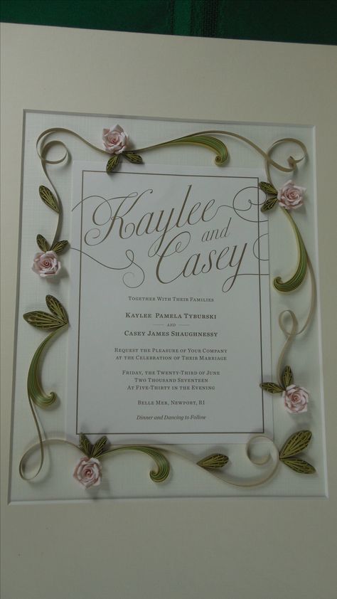 quilling - wedding invitation Quilled Wedding Invitations, Quilled Frames, Quilling Wedding, Quilling Frames, Invitation Border, Quilling Tools, Quilling Supplies, Wedding Invitation Ideas, Invite Ideas