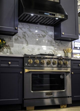 Kucht 36" 5.2 cu. ft. Freestanding Gas | Wayfair Small Kitchen Cabinet Design, Stainless Steel Shelving, Cast Iron Burner, Bold Kitchen, Gold Knobs, Stainless Steel Range, Kitchen Range Hood, Dual Fuel Ranges, Large Oven