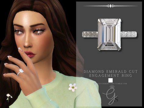 Mod Engagement Ring, Sims 4 Diamond, Sims 4 Male Clothes, Wedding Rings Emerald Cut, Mod Jewelry, Emerald Cut Engagement Ring, Sims 4 Body Mods, Sims 4 Mm, The Sims 4 Download