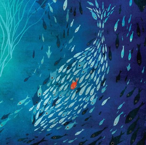 Deep Sea Illustration, Sea Creatures Illustration, Illustration Underwater, Ocean Drawing, Ocean Illustration, Sea Illustration, Fish Artwork, �동화 삽화, Underwater Art