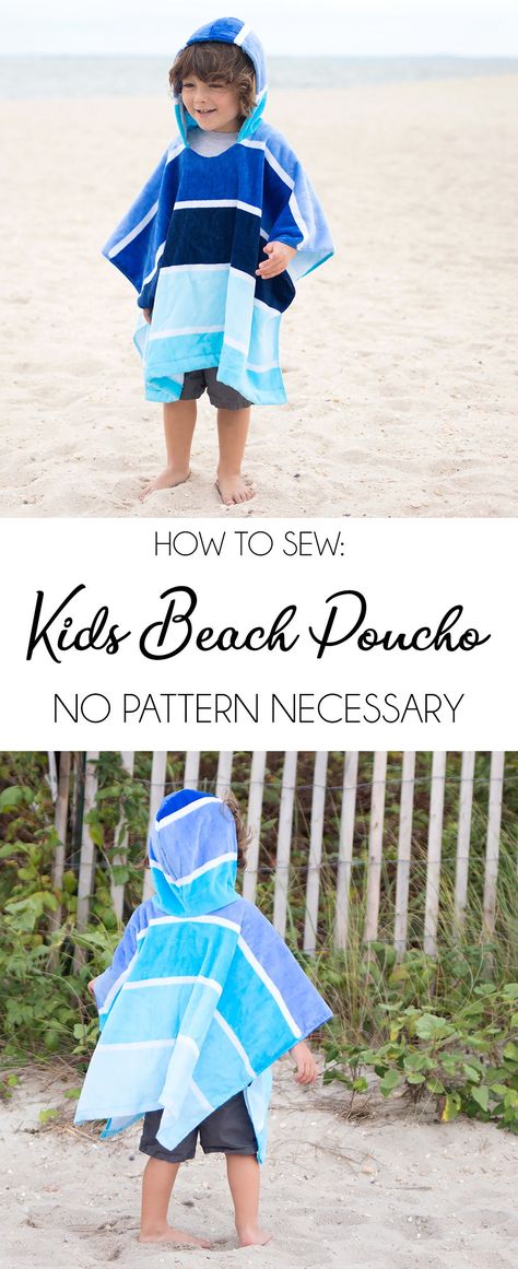 Diy Vetement, Beginner Sewing Projects Easy, Poncho Pattern, Kids Beach Towels, Leftover Fabric, Beach Kids, Sewing Projects For Beginners, Sewing Gifts, Sewing Tips