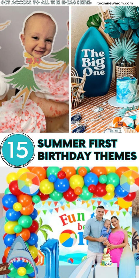 1st birthday theme summer Summer First Birthday Theme Girl, 1st Birthday Themes Summer, 1st Birthday Summer Theme, Baby Boy 1 Year Birthday Themes, Summer First Birthday Party Boy, Summer First Birthday Party Girl, Birthday Summer Theme, Summer First Birthday Theme, Summer First Birthday Party