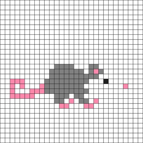 Opossum Perler Beads, Possum Perler Beads, Possum Alpha Pattern, Opossum Pixel Art, Possum Cross Stitch Patterns, Possum Pixel Art, Possum Perler Bead Pattern, Raccoon Perler Bead Pattern, Beaded Possum