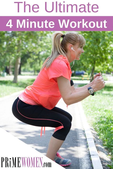 4 Minute Workout…AKA Nitric Oxide Dump - Prime Women Media Squat Technique, 4 Minute Workout, Over 50 Fitness, 7 Minute Workout, Jump Rope Workout, Overhead Press, Heath And Fitness, Nitric Oxide, After Workout