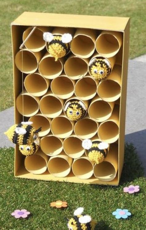 Spring Baby Shower Ideas, Bee Hive Craft, Bee Crafts For Kids, Bee Activities, Bee Classroom, Toilet Roll Craft, Bee Party, Spring Baby Shower, Bee Baby Shower