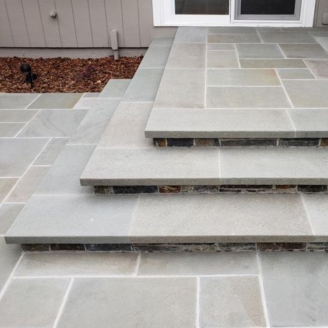 Stair Treads: Bluestone Treads | PBM Travertine Steps, Bluestone Pavers, Front Porch Steps, Dream Patio, Bluestone Patio, Tile Stairs, Stone Stairs, Outdoor Steps, Porch Steps