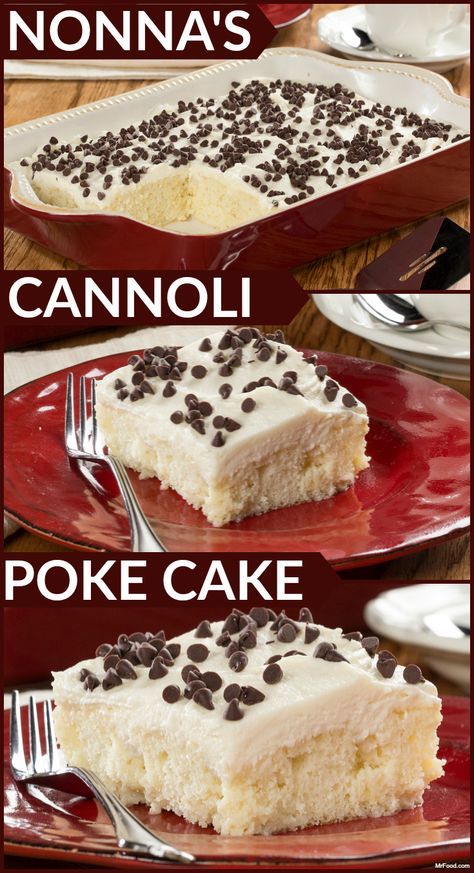 Cannoli Poke Cake, Cannoli Cake, Holy Cannoli, Dessert Oreo, Cake Form, Italian Pastries, Italian Cake, Poke Cake Recipes, Poke Cakes