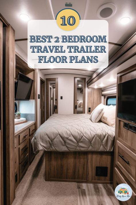 Discover the ultimate comfort on the road with our top 10 2-bedroom travel trailer floor plans for 2022! Perfect for families or those who love extra space. 🚐💨 Have you ever dreamed of a home on wheels that doesn't compromise on privacy and comfort? Click to find your dream RV layout! 🌟 How will you design your travel haven? Share your ideas below! #rvingknowhow #traveltrailer #RVliving #homeonwheels #roadtrip Rv Layout, Trailer Floor Plans, Rv Living Organization, Travel Trailer Floor Plans, Best Travel Trailers, 2 Bedroom Floor Plans, Rv Floor Plans, Rv Travel Trailers, Trailer Plans