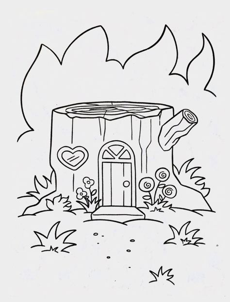 Fairytale Cookies, Fairy House Drawing, Fairy Garden Drawing, Tree House Drawing, Simple House Drawing, Best Flower Pictures, Fairy Tree Houses, Mini Building, Toys Design