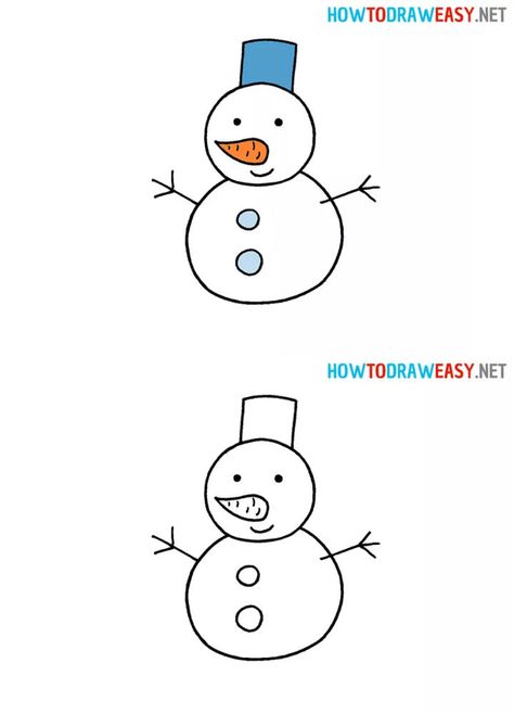 How to Draw a Snowman for Kids Snow Man Drawing Easy, Simple Snowman Drawing, How To Draw A Snowman, How To Draw Snowman, Snowman For Kids, Draw Snowman, Directed Drawing For Kids, Snowman Drawing, Draw A Snowman