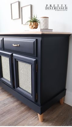 Black And Blue Furniture, Cane Webbing Cabinet, Tv Unit Makeover, Tv Cabinet Makeover, Rattan Furniture Makeover, Bedroom Diy Ideas, Boho Bedroom Diy, Cane Webbing, Boho Bedroom Ideas