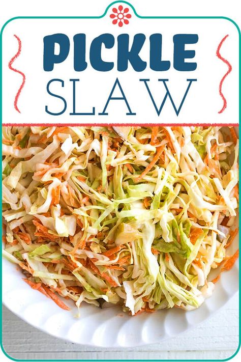 Pickled Slaw For Pulled Pork, Pickle Slaw Recipe, Slaw For Pulled Pork, Pickle Slaw, Coleslaw For Pulled Pork, Vinegar Coleslaw, Bbq Chicken Sandwich, Pulled Pork Sandwiches, Coleslaw Dressing