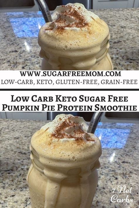 Keto Pumpkin Pie Smoothie, Pumpkin Pie Protein Smoothie, Pumpkin Pie Protein Shake, Ckd Recipes, Sugar Free Pumpkin Pie, Pumpkin Pie Protein, Keto Pumpkin Pie, Keto Easy, Pumpkin Pie Smoothie