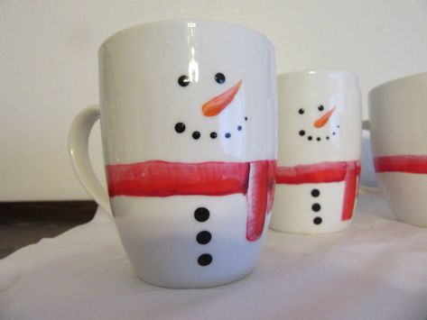 Mugs Snowman  Hand Painted by ME Awesome Gift for the Kids  Unique  One of a Kind  Holiday Decor Egg Hand Paint Mug, Hand Painted Mugs Christmas, Sharpie Mug Designs, Xmas Mugs, Diy Christmas Mugs, Acrylic Crafts, Painted Mug, Holiday Mugs, Christmas Creative